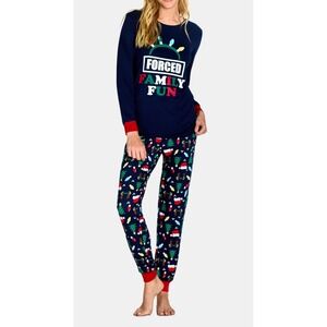 Holiday Time Womens Pajama Set Size XL Pageant Blue Christmas Family Sleepwear